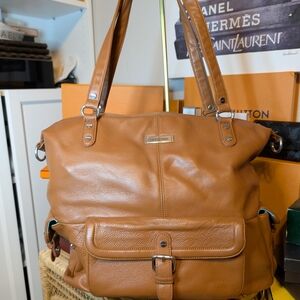 Lily Jade Large Elegant Tan Leather Tote Bag